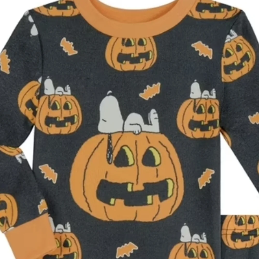 NWT 2pc PEANUTS Boys Halloween Long Sleeve Top  Sleep Pants Pajama Set